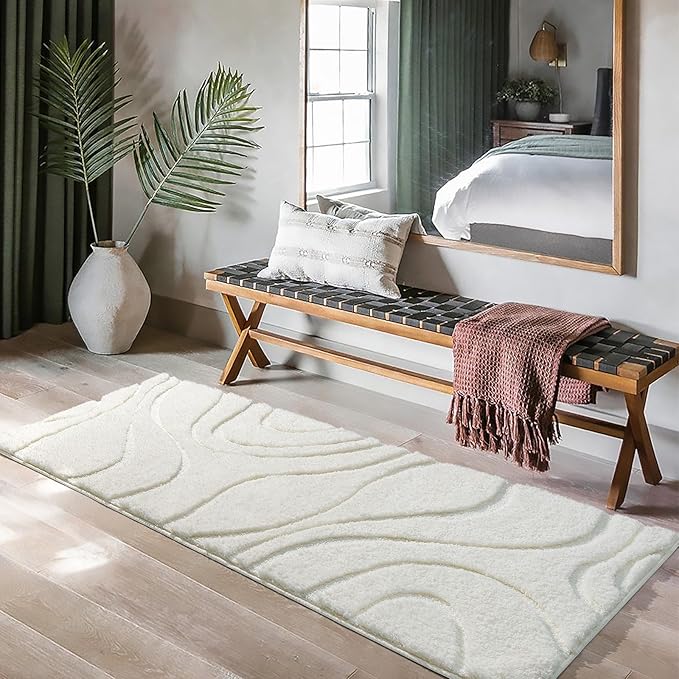 DEXDE White Bathroom Rugs 24 x 60 Inch, Extra Long and Non-Slip Bathroom Mat Runner Rug Machine Washable Bath Mat Soft Carpets, Suitable for Floor, Tub, Shower,Kitchen,Home Decor Accessories