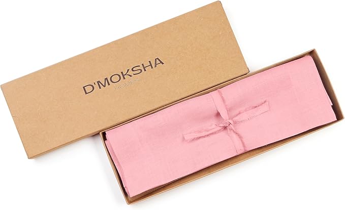 D'Moksha Homes Linen Dusty Pink Placemats Set of 4-100% Pure Linen Placemats 14 x 19 Inch for Summer - Handcrafted and Machine Washable