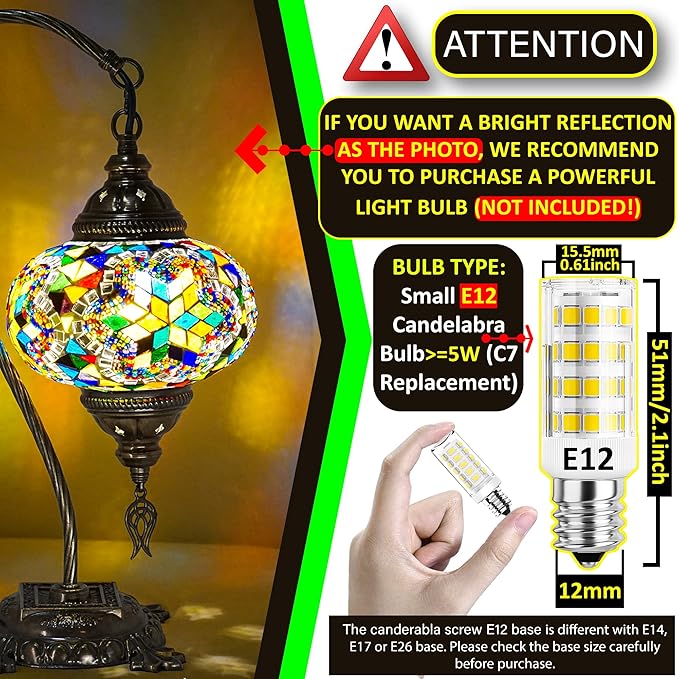 CHICON Handmade Mosaic Tiffany Boho Lamp | Genuine Glass Mosaic | A Piece of Art in Unique Moroccan Bohemian Small Table Lamp - SWAN Flower Mix