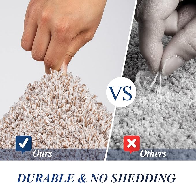 Walensee Non Slip Bath Mat (24 x 36, Ombre Brown) - Soft Microfiber Shaggy Mat, Water Absorbent, Machine Washable, Thick Plush Rug for Shower