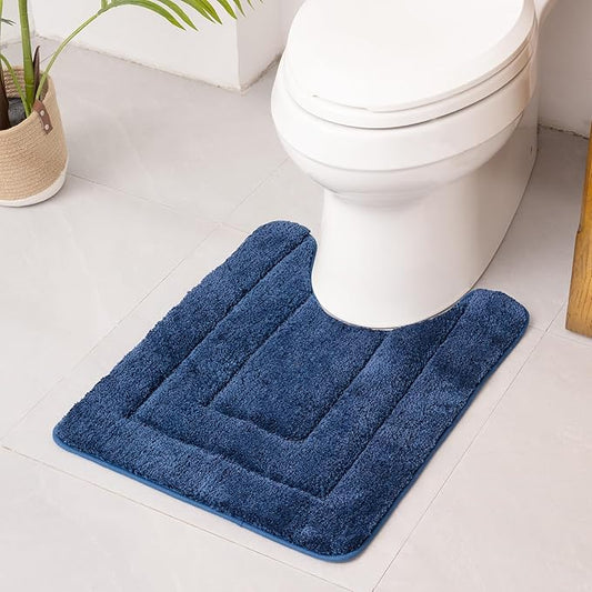 GRANNY SAYS Bathroom Toilet Rugs U Shaped, Bath Mats for Bathroom, Bath Rugs Non Slip Washable, Absorbent Microfiber Toilet Mat, Soft Plush Shaggy Bath Carpet, 20" x 24", Blue