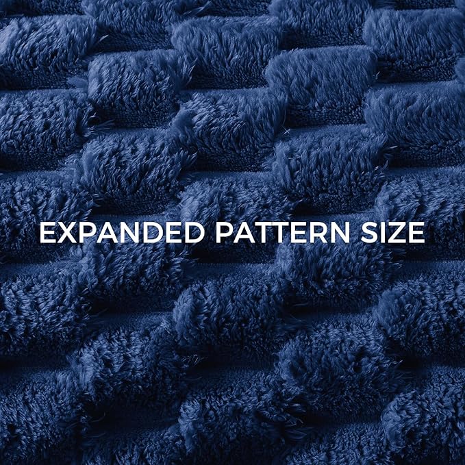 Whale Flotilla Throw Blanket for Couch with Jacquard Pattern, Fuzzy Soft Cozy Exquisite Blankets for All Season, Warm and Fluffy, 50x60 Inch, Navy Blue