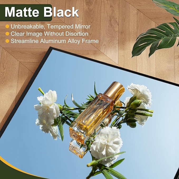 NicBex Oversized Full-Body Mirror, Large Full Length Mirror with Stand, 76"x35" Aluminum Alloy Frame Oversized Floor Mirror, Black - Free Standing, Leaning Against Wall or Wall-Mounted