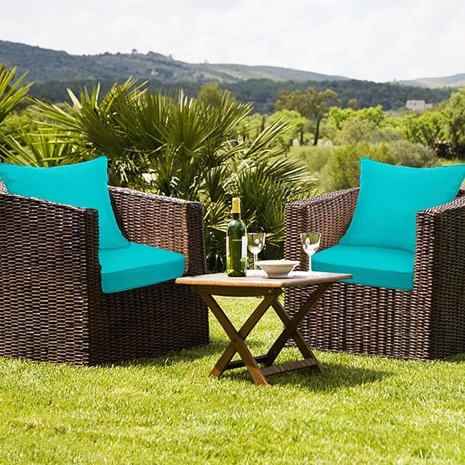 Deep Seat Cushions, Outdoor Cushions, Patio Furniture Cushions, Deep Seat & Back Cushion Patio Cushions with Rmoveable Cover for Backyard Couch Sofa Fade Resistant (19x19x3 in, Solid Peacock Green)