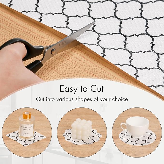 Cooyes Shelf Liner – Non-Slip Shelf Liners for Kitchen Cabinets – Waterproof Shelf Paper with Modern Pattern – Durable EVA Cabinet Liners