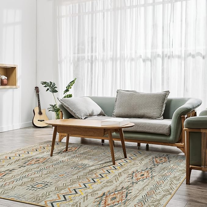 Area Rug Living Room Rugs Large Soft Boho Farmhouse Indoor Floor Rug (Brown, 5'x7')