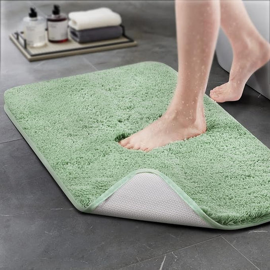 TECHMILLY Super Soft Shaggy Bathroom Rugs, Absorbent Thick Non Slip Microfiber Bath Rugs, Quick Dry Machine Washable Bath Mat for Bathroom Floor, Bathtub and Shower 20"x32"