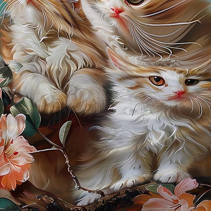 AILONEN 3D Kawaii Cat Shower Curtain Set,Cat Lovers Animal Waterproof Fabric Bath Curtain for Kids Girls Boys,Pink Cherry Blossom Shower Curtains for Bathroom Decor, 72" W*84" H