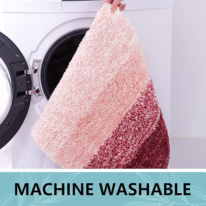 Arotive Microfiber Bathroom Rugs, Shaggy Soft and Absorbent Bath Rug, Non-Slip, Thick Plush Machine Washable Dry Bath Mats for Bathroom, Tub and Shower, 44x24, Burgundy