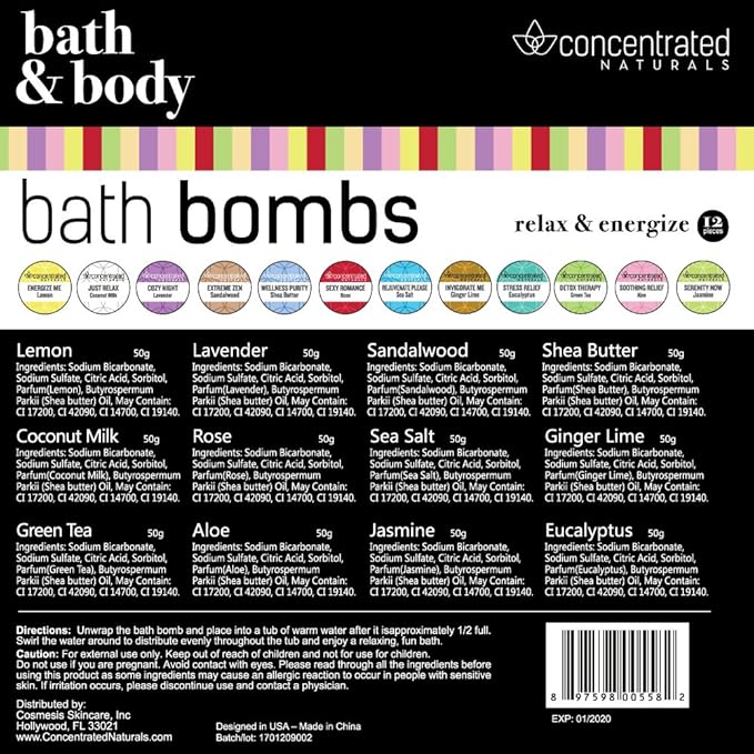 Bath Bombs for Women Relaxing Bath Bomb Gift Set All Natural Bathbombs for Woman with Essential Oil Scented Large Bulk 12 Pack Individually Wrapped Fizzy All Natural Bath Bombs