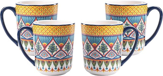 Bico Havana Ceramic Mugs, Set of 4, for Coffee, Tea, Drinks, Microwave & Dishwasher Safe