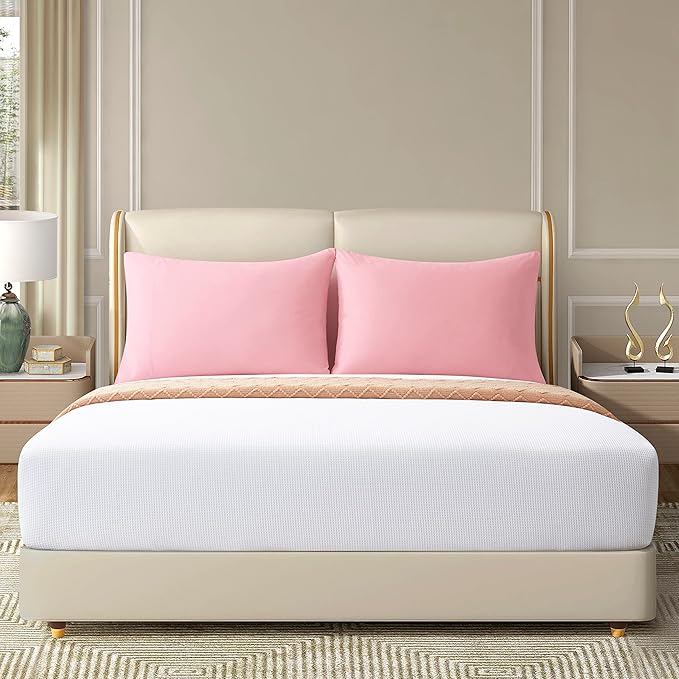 Toddler Pillowcase Set of 2 Pink Microfiber Pillow Cases 14x20 Comfortable Not Shrink Soft Pillow Cases Travel Pillow Cases 14x20 Envelope Style