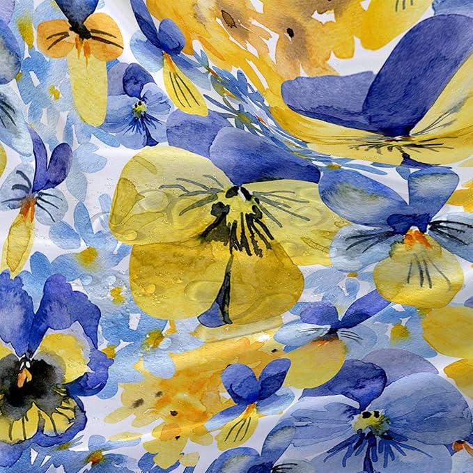 AILONEN Watercolor Flowers Shower Curtain,Purple and Yellow Flowers Theme Waterproof Fabric Shower Curtain for Girls Kids Teens, 60" W*72" H Patchwork Flower Shower Curtain Sets