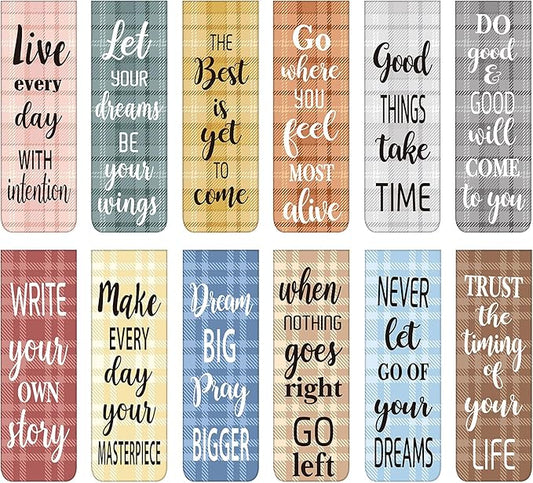 60 Pieces Inspirational Magnetic Bookmarks Motivational Bookmarks Magnetic Page Markers Assorted Magnet Page Clips for Students Teachers School Home Office Supplies (Simple Style)