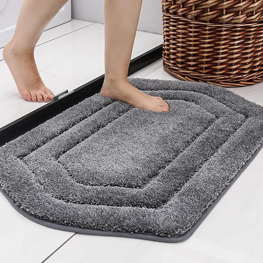 COSY HOMEER Extra Thick Bath Linen Sets Rugs for Bathroom - Anti-Slip Bath Mats Soft Plush Yarn Shaggy 100% Strong Polyester Living Room Bedroom Water Absorbent(Grey,24x36 - Inches)