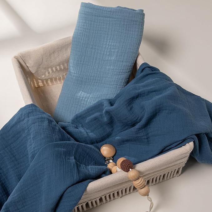 GLLQUEN BABY Muslin Swaddle Blankets, 2-Pack Neutral Receiving Blanket Swaddling for Newborn Boys and Girls, Breathable Swaddle Wrap for Infant, Baby Essentials, Registry & Gift