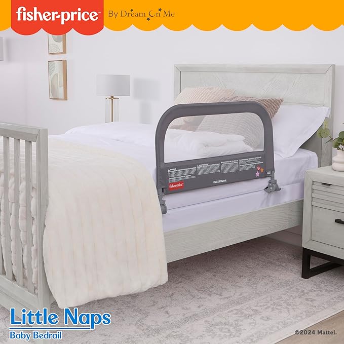 Fisher-Price Little Naps Bed Rail in Grey by Dream On Me