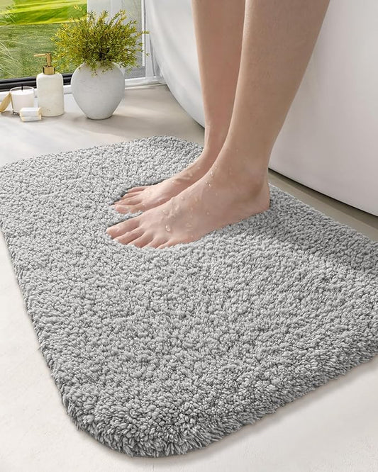 DEXI Bathroom Rug Mat 43x24, Extra Soft and Absorbent Bath Rugs, Washable Non-Slip Thick Carpet Mat for Shower Floor, Tub, Grey
