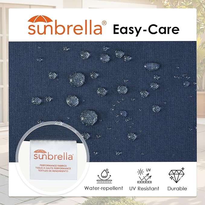 Sunbrella Outdoor High Back Chair Cushion, 2 Pack 44x21 inches Patio Chair Cushions Water Repellent Rocking Cushions Indoor Furniture Seat Pad, Specrtum Indigo