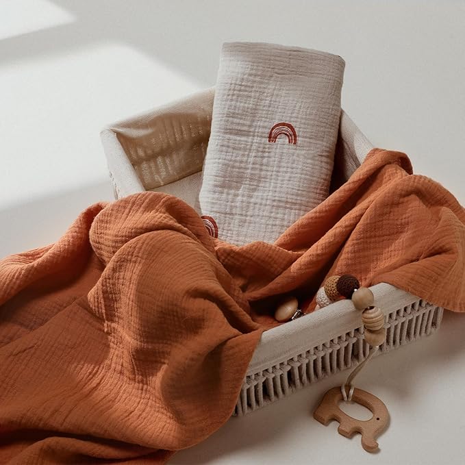 GLLQUEN BABY Muslin Swaddle Blankets for Boys and Girls, 2-Pack Baby Blankets for Girl Boy, Baby Receiving Blanket, Baby Swaddle Blanket Unisex, Newborn Essentials, Registry & Gift