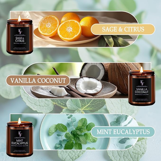 Scented Candles Set, Soy Wax 6 Pack 42 Oz Aromatherapy Candles Gift Set for Women Men (Sage/Vanilla/Lemon/Sandalwood/Mint/Rose