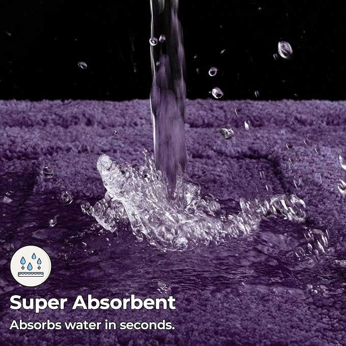 GRANNY SAYS Bathroom Rug Mat,48" x 24" Bath Mats for Bathroom Non-Slip, Super Soft and Water Absorbent, Microfiber Bath Rugs, Machine Wash Dry, Large Bath Rugs for Floor, Purple