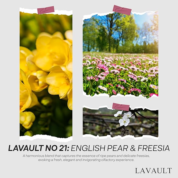 Scented Reed Diffuser - Aromatherapy Diffuser Sticks - Provides Long Lasting Scent - Reduce Stress and Anxiety - Reed Diffuser for Bathroom - English Pear and Freesia - 3.38oz