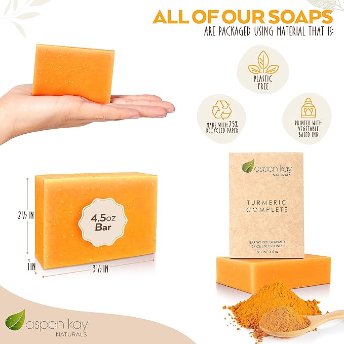 Turmeric Soap Bar for Body & Face - Made with Natural and Organic Ingredients. Gentle Soap – For All Skin Types – Made in USA 4.5oz Bar