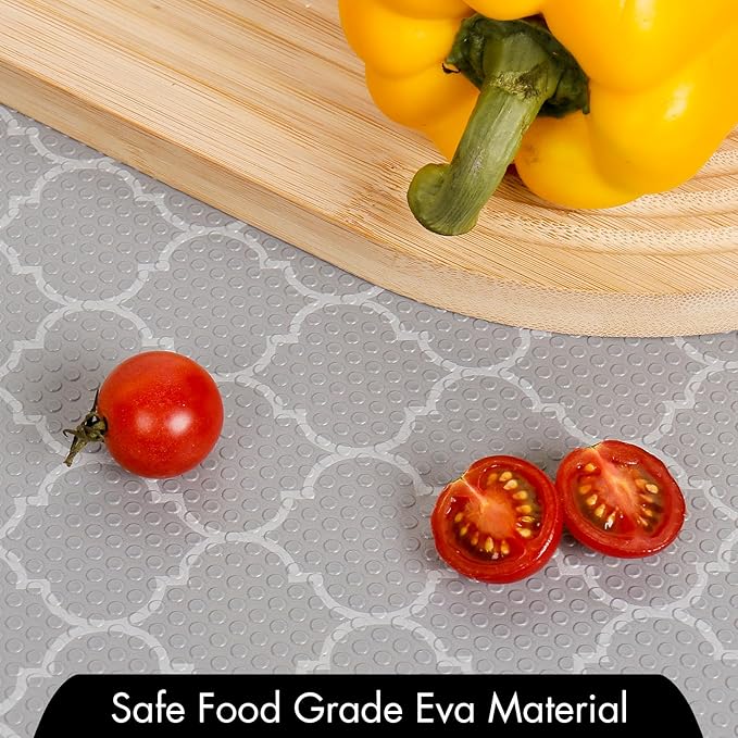 Cooyes Shelf Liner – Non-Slip Shelf Liners for Kitchen Cabinets – Waterproof Shelf Paper with Modern Pattern – Durable EVA Cabinet Liners