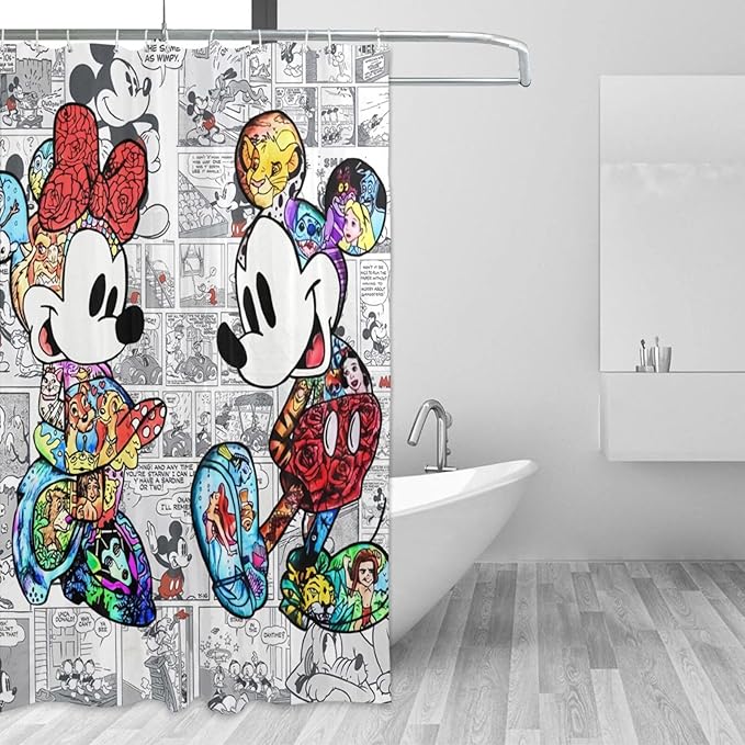 Cartoon Shower Curtain Bath Curtains Anime Theme Bathroom with Hooks 72X72 Inches (style3)