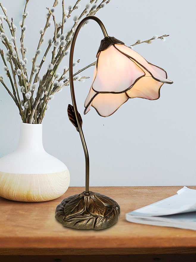 Dale Tiffany TT101307 Poelking Table Lamp, Chocolate Bronze and Art Glass Shade, 10" x 10" x 21"