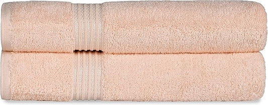 Superior Egyptian Cotton 2-Piece Bath Sheet Towel Set, Oversized Body Towels For Adults And Kids, Large Towel For Bath, Shower, Guest Bathroom, Spa, Gym, Resort, Essentials, Airbnb, Peach