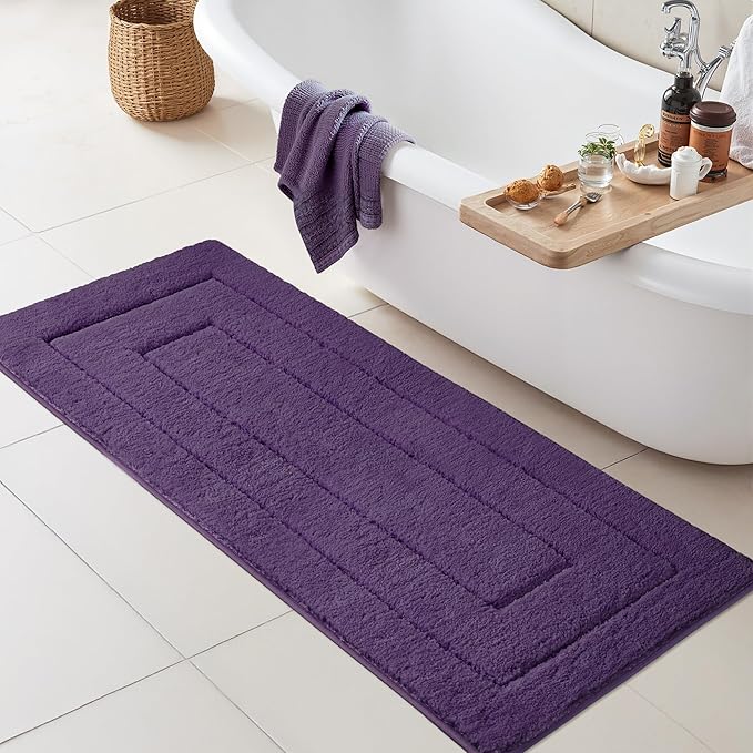 GRANNY SAYS Bathroom Rug Mat,59" x 24" Bath Mats for Bathroom Non-Slip, Super Soft and Water Absorbent, Microfiber Bath Rugs, Machine Wash Dry, Large Bath Rugs for Floor, Purple