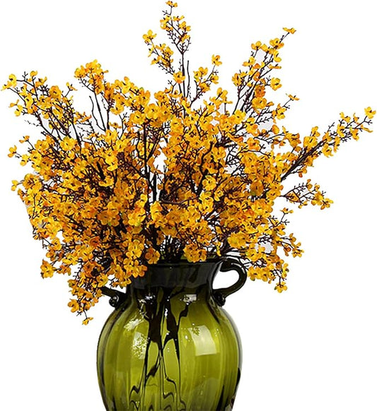 JAKY-Global Babys Breath Orange Silk Artificial Flowers 12 Bundle Fall Stems Fake Plants Decor Wedding Party Decoration Bouquets Real Touch DIY Home Garden(Yellow Orange 12Bundles)