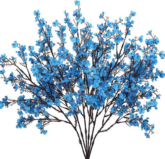 AILANDA 6 Bundles Baby Breath Flowers Artificial Bulk Fake Gypsophila Bouquets Sky Blue Real Touch Silk Floral Arrangements for Table Centerpieces Wedding Home Farmhouse Party DIY Decor