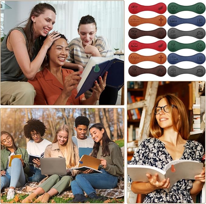 24 Pcs Father Church Gifts Christian Magnetic Bookmarks Bulk Religious Leather Clips Bible Verse Bookmarks Magnetic Page Markers Scripture Church Gifts for Book Lovers Club Readers (Cute)