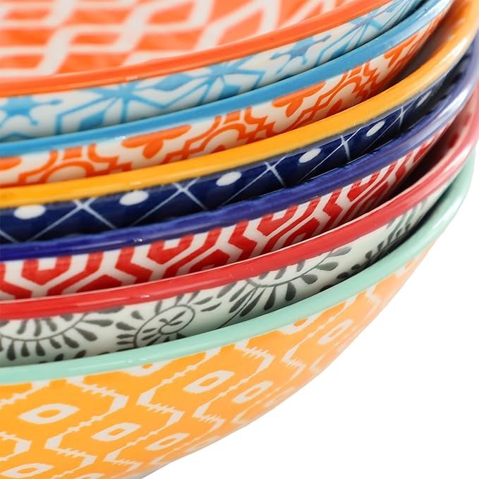 Elama Giovanna 6 Piece Assorted Design Porcelain Multi-Color Graphic Bowl Set; Tableware; Serveware; Dinnerware Set; Bowl Set (6 Piece)