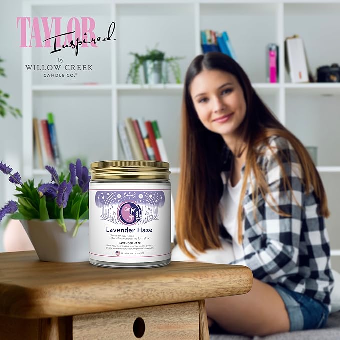 Taylor Inspired Lavender Haze Candle - Long Lasting Soy Wax Candle Gift Set for Taylor Fans - Luxury Scented Candles for Taylor Parties, Home, Birthday Candle - 5 Fragrances (8oz)