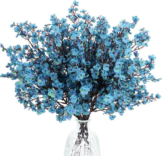 AILANDA 12Pcs Fall Babys Breath Artificial Flowers Faux Gypsophila Bouquet Real Touch European Fake Silk Flowers for Home Wedding Bouquets Floral Arrangement Party Vase Autumn Table Decor (Fall Blue)