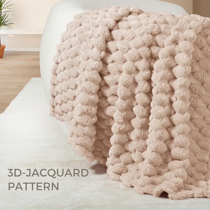 Whale Flotilla King Size Blanket for Bed with Jacquard Pattern, Fuzzy Soft Cozy Exquisite Blankets for All Season, Warm and Fluffy, 90x104 Inch, Camel