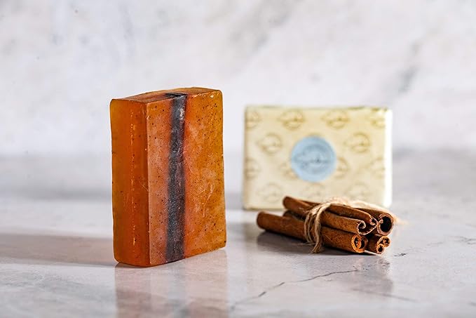 Sabun Co. Cinnema Natural Soap Bar - Cinnamon Essential Oil, Cinnamon Powder and Stick inside - Moisturizing Glycerin Soap - 100% Handmade, Vegan - Exfoliating Bar Soap [4.23 oz - 120 gr]