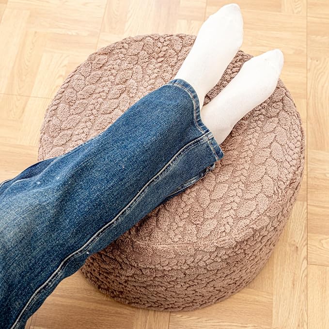 Round Pouf Ottoman 20 x 20 x 14 Inches Boho Poof Home Decor Floor Pouffe Ottoman Foot Rest for Couch Sofa Bean Bag Chairs Living Room Bedroom (Tan)