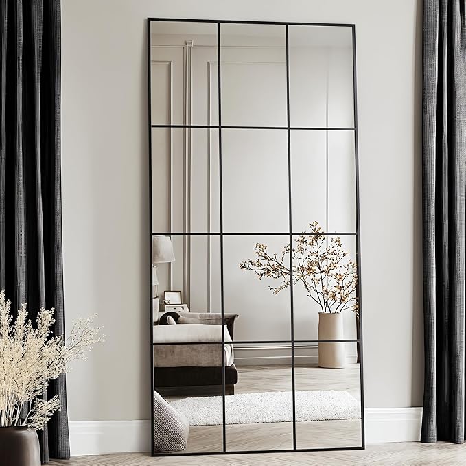 Antok Decorative Mirrors for Wall Decor, 72" x 36" Decorative Wall Mirror Black Window Mirrors Wall Mounted Decorative Mirror for Living Room Dining Room Hallway Entryway，Black,Retro Rect Style
