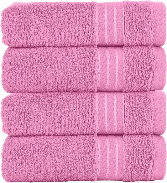 Elegant Comfort Premium Turkish Cotton 4 Pack Hand Towel Set - 16 x 28 inch, Luxurious Hotel Spa Quality 100% Turkish Cotton 4PC Hand Towel Set - Highly Absorbent - Soft Bathroom Towels, Light Pink