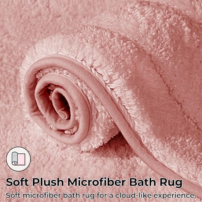 GRANNY SAYS Pink Bathroom Rugs Non Slip Washable, 24"x 36", Soft Bath Mats for Bathroom, Microfiber Shag Rug, Absorbent Bath Floor Mat, Large Bath Rug for Shower, Tub, Bedroom