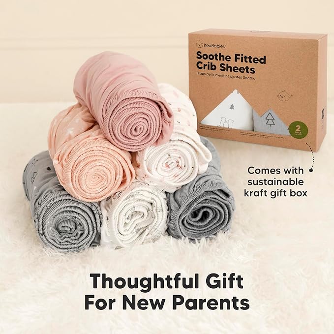 2-Pack Organic Crib Sheets for Boys, Girls - Jersey Fitted Crib Sheet, Baby Crib Sheets Neutral, Crib Mattress Sheet, Cotton Crib Sheets, Breathable Crib Sheet, Baby Mattress Sheets (Rose)