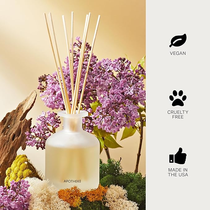 Apotheke Luxury Scented Oil Reed Diffuser for Home (White Vetiver) - Home Fragrance Diffuser Set with Sticks