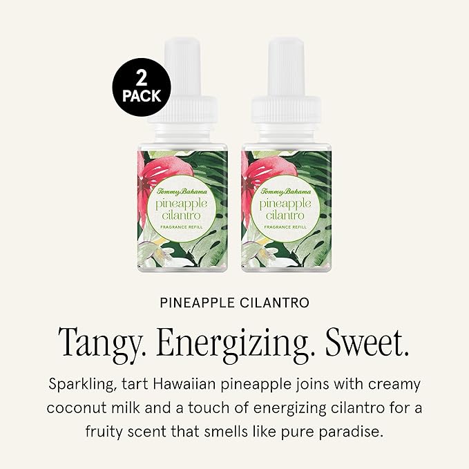 Pura & Tommy Bahama Home Scent Refill - Smart Home Air Diffuser - Up to 120-Hours of Premium Fragrance per Refill - Household Essential - Diffuser Fragrance - 2 Pack, Pineapple Cilantro