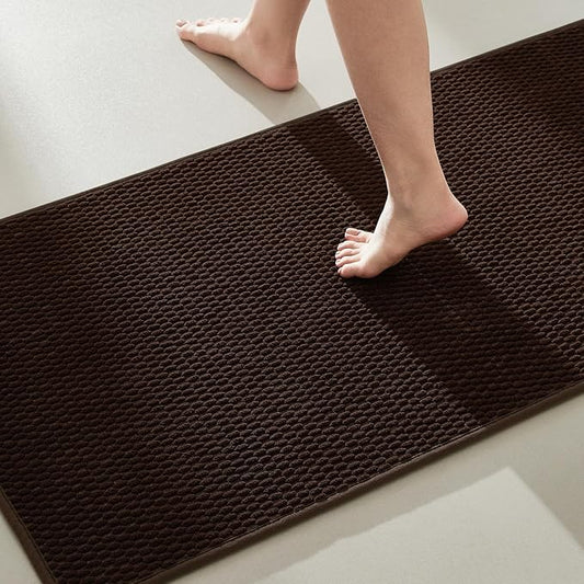 Bathroom Runner Rug, Long Bath Mat Washable Thin Quick Dry Low Pile Bathroom Runner Rugs 24 x 60 Non Slip, Brown 24"x60"