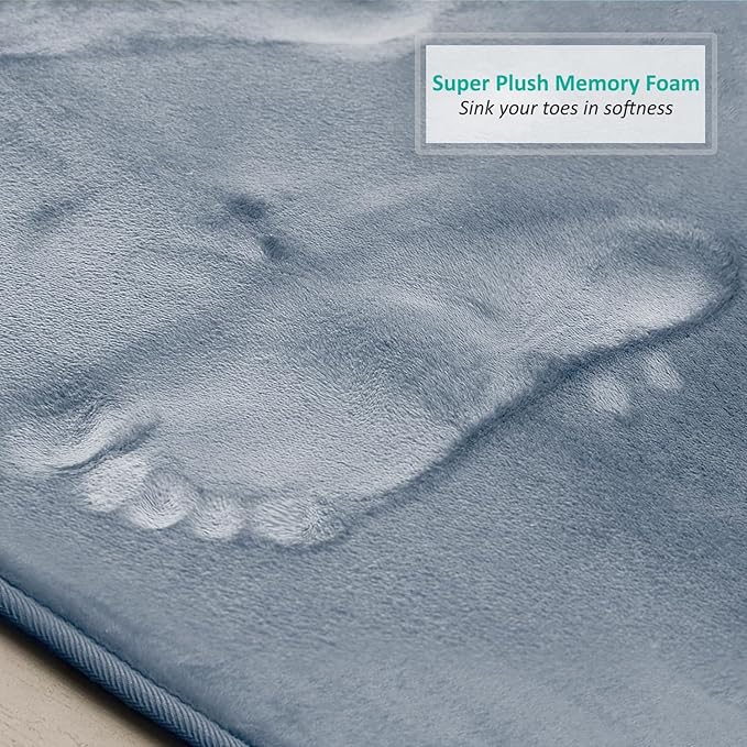 Clara Clark Bathroom Rugs, Velvet Memory Foam Bath Mat, Non-Slip Bath Rugs, Machine Wash, Dries Quickly, Ultra Soft Plush Bath Mats for Bathroom,